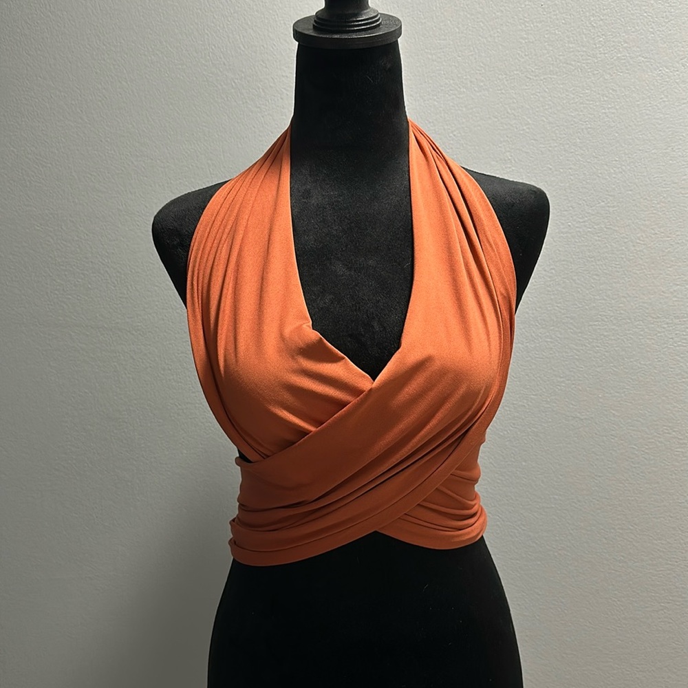 SHEIN: Burnt orange multi way wrap top
